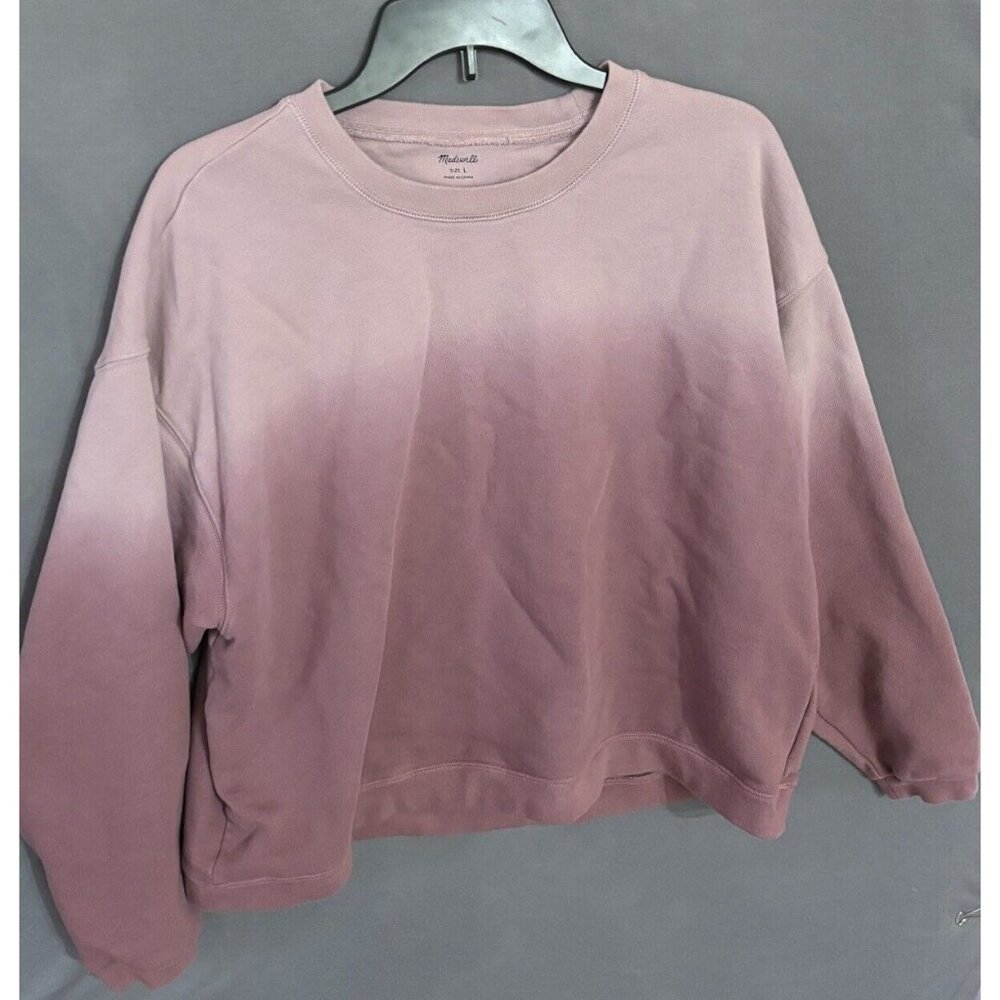 Madewell Women's DipDye Cotton Swing Sweatshirt Women’s Large Style#NA477 Pink
